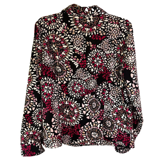 Christopher & Banks Women's Full Zip Jacket Size L Pockets Geometric Boho - Picture 2 of 10